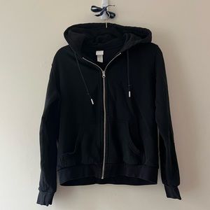 H&M SIZE MEDIUM BLACK ESSENTIAL ZIP UP HOODIE GREAT CONDITION